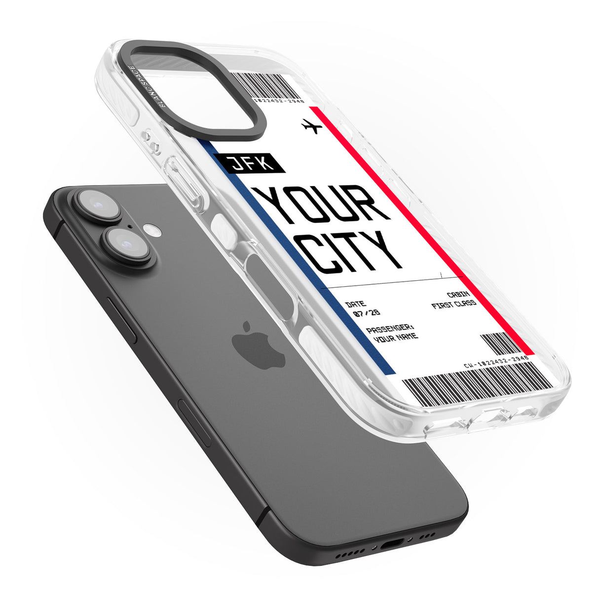 iPhone 16 Pro Max Personalised Create Your Own Boarding Pass Ticket Black Impact Phone Case