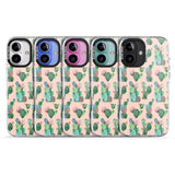 iPhone 16 Pro Max Pink Cactus Pattern Design Black Impact Phone Case