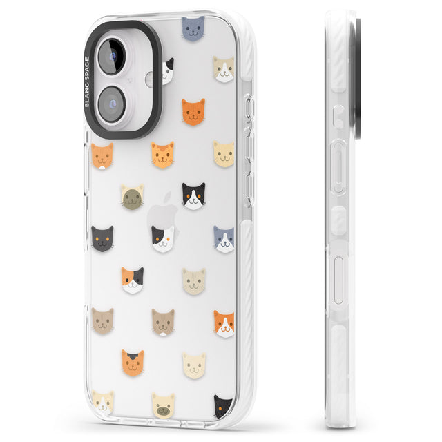 iPhone 16 Pro Max Cute Cat Face Transparent Black Impact Phone Case