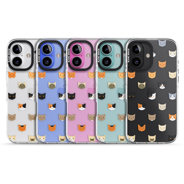 iPhone 16 Pro Max Cute Cat Face Transparent Black Impact Phone Case