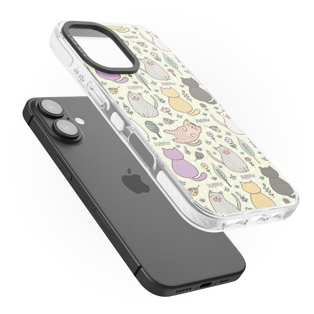 iPhone 16 Pro Max Cat Pattern Cream Black Impact Phone Case