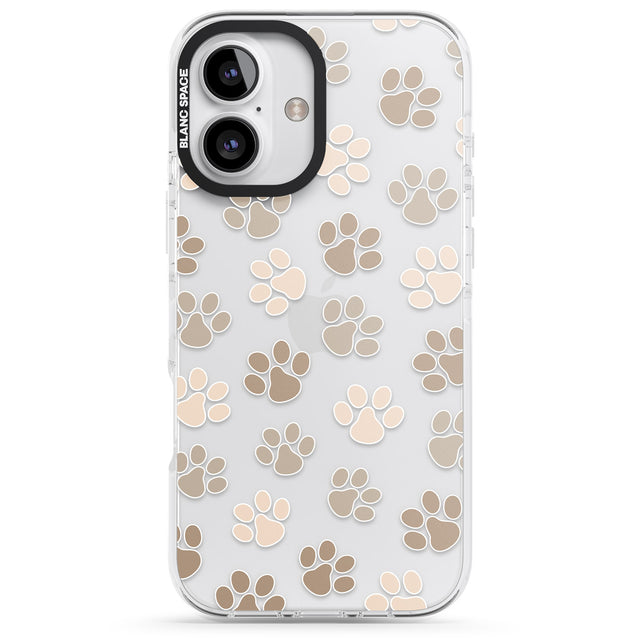 iPhone 16 Pro Max Paw Prints Black Impact Phone Case