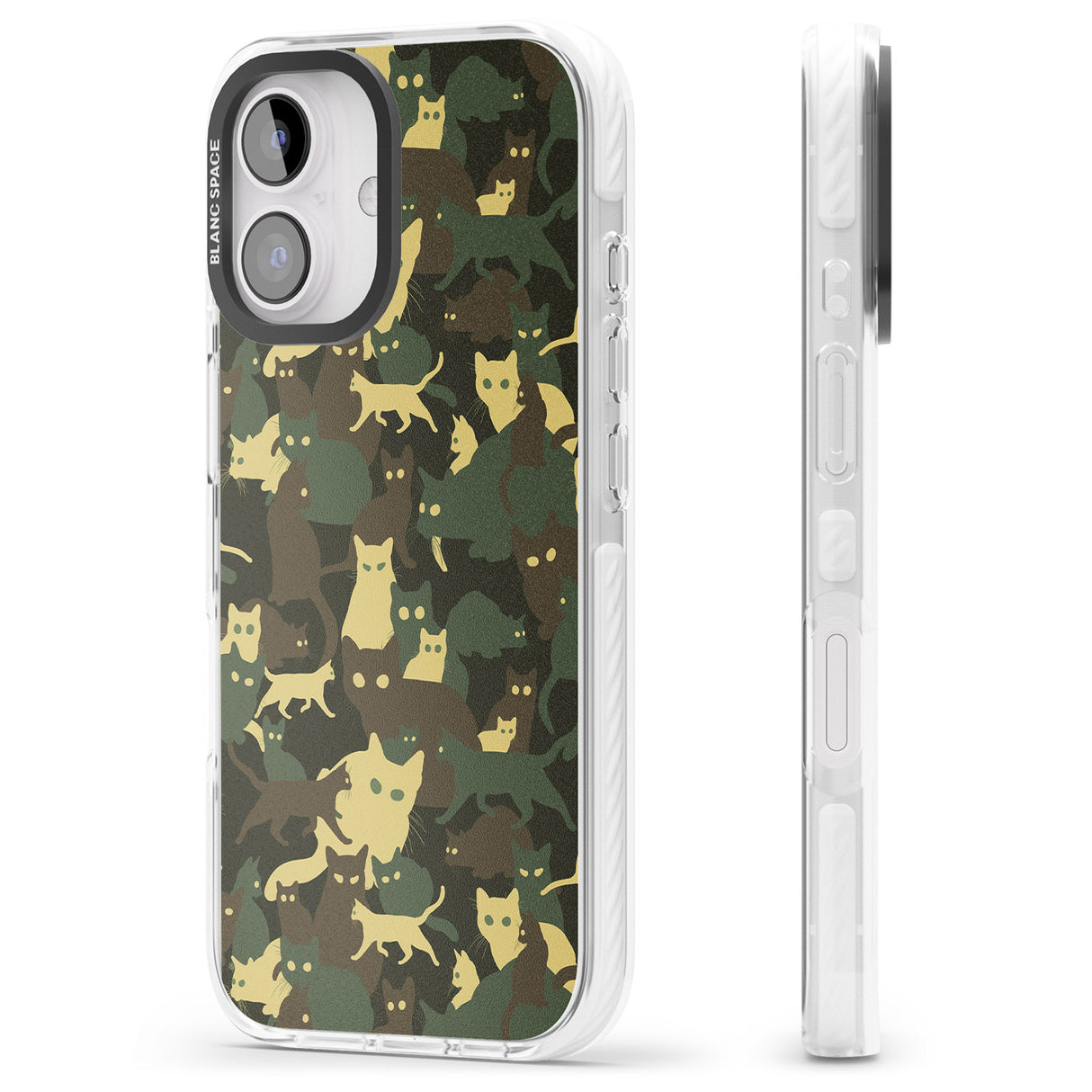 iPhone 16 Pro Max Forest Green Cat Camouflage Pattern Black Impact Phone Case