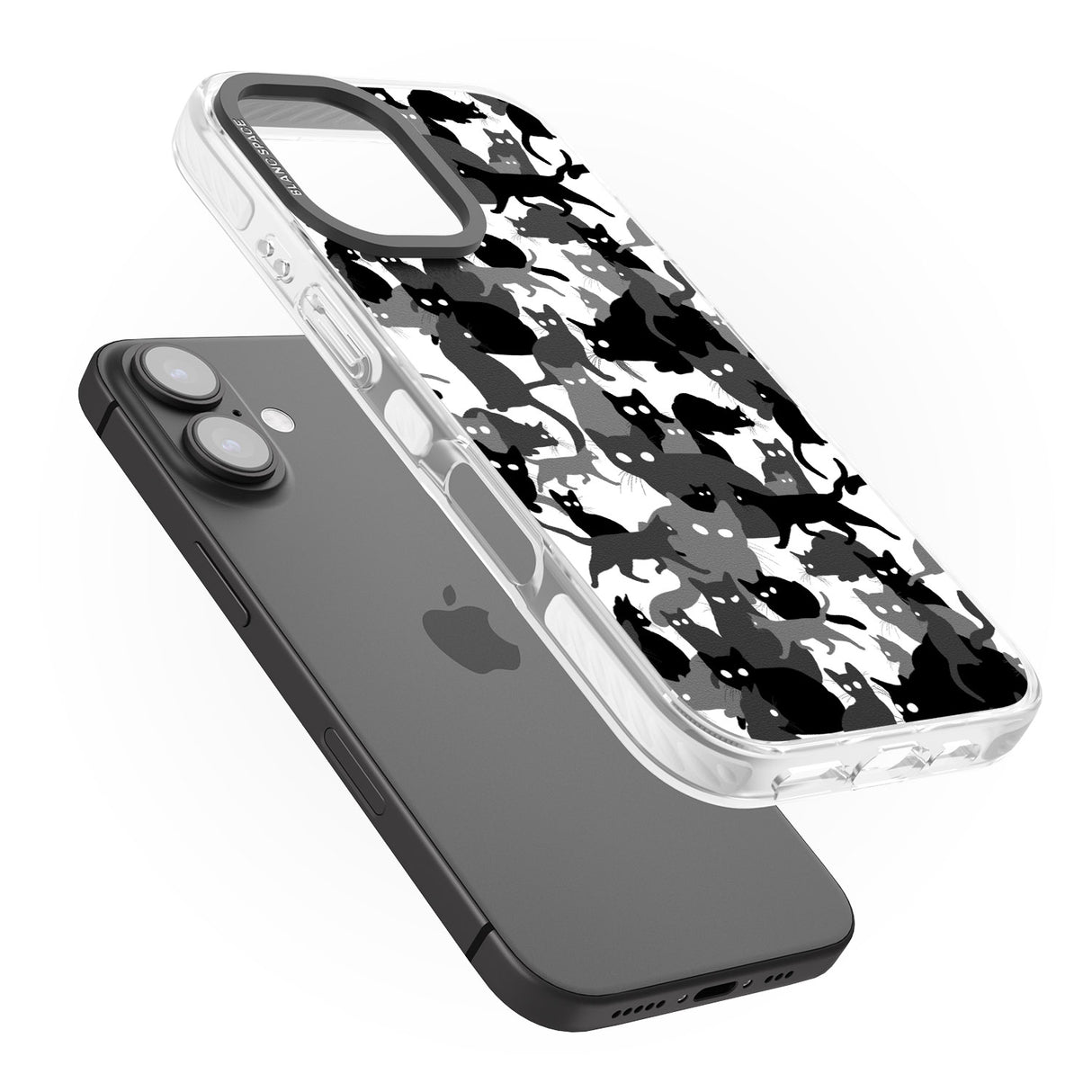 iPhone 16 Pro Max Black & White Cat Camouflage Black Impact Phone Case