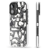 iPhone 16 Pro Max Cartoon Cat Collage - Black & White Black Impact Phone Case