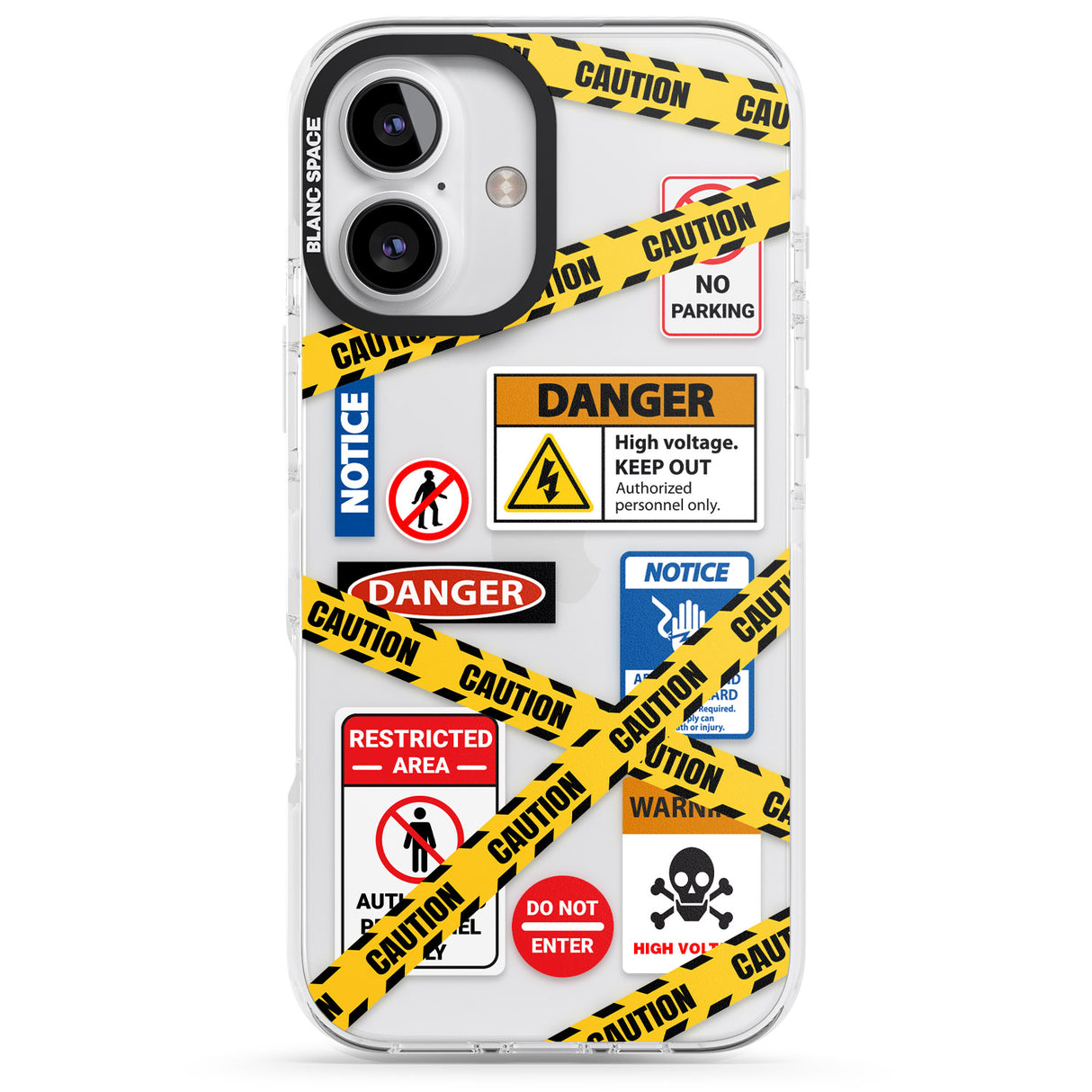 iPhone 16 Pro Max CAUTION Black Impact Phone Case