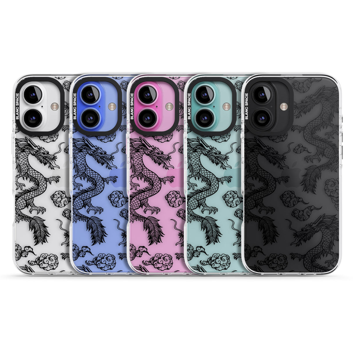 iPhone 16 Pro Max Black Dragon Pattern Black Impact Phone Case