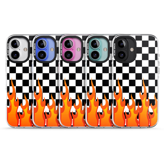 iPhone 16 Pro Max Checkered Fire Black Impact Phone Case