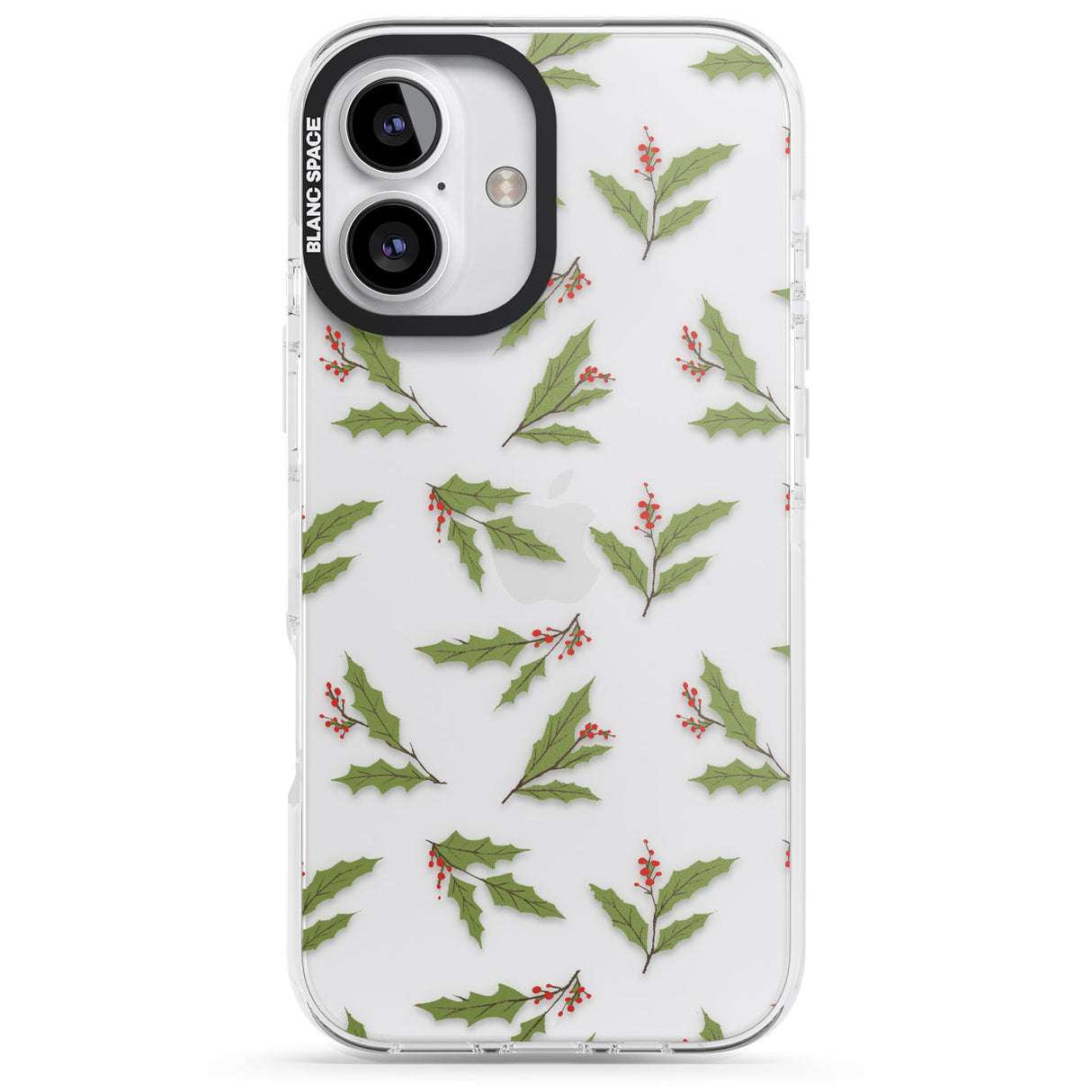 iPhone 16 Pro Max Christmas Holly Pattern Black Impact Phone Case