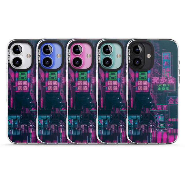 iPhone 16 Pro Max Rainy Reflections - Neon Cities Photographs Black Impact Phone Case