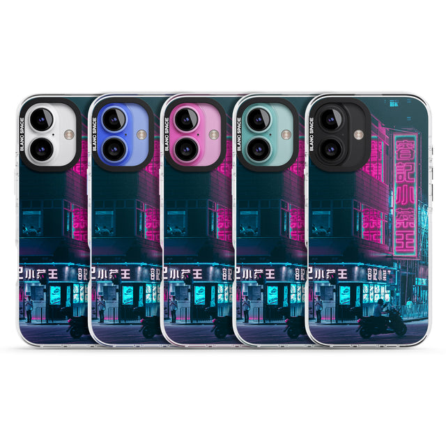 iPhone 16 Pro Max Motorcylist & Signs - Neon Cities Photographs Black Impact Phone Case