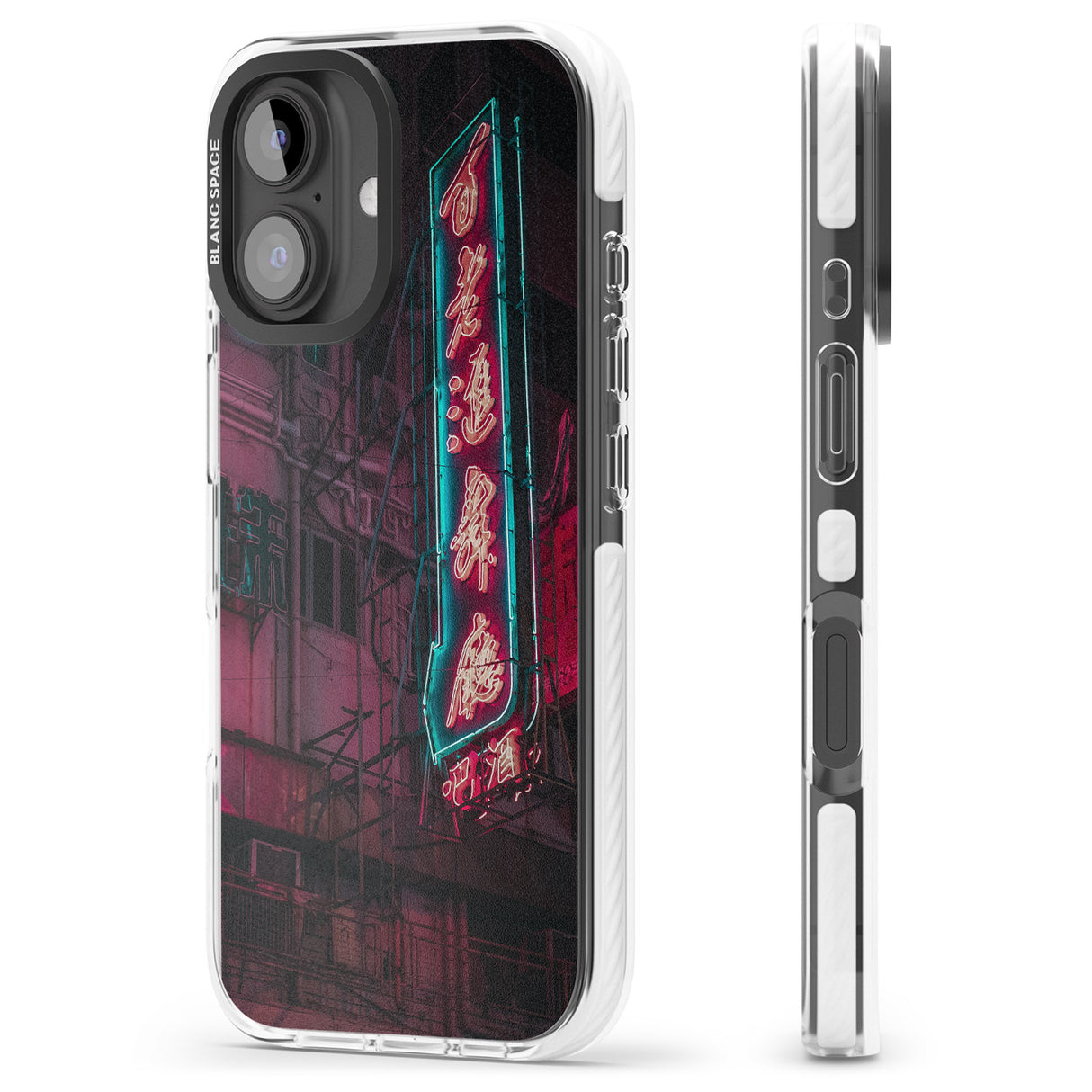 iPhone 16 Pro Max Large Kanji Sign - Neon Cities Photographs Black Impact Phone Case