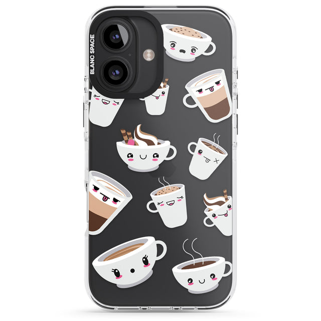 iPhone 16 Pro Max Coffee Faces Black Impact Phone Case