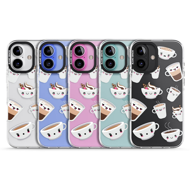 iPhone 16 Pro Max Coffee Faces Black Impact Phone Case