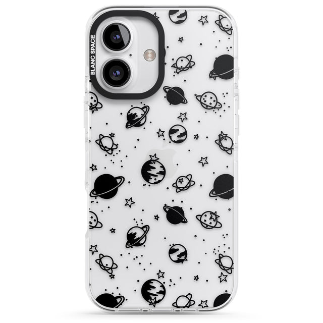 iPhone 16 Pro Max Planets Black Impact Phone Case