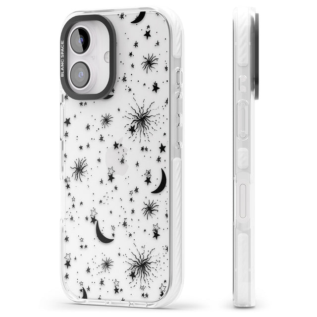 iPhone 16 Pro Max Moons & Stars Black Impact Phone Case