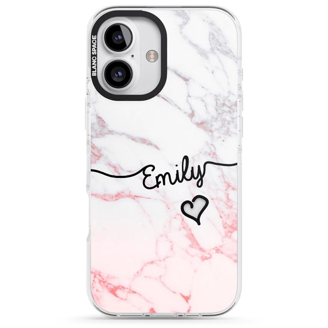 iPhone 16 Pro Max Pink Fade Marble Black Impact Phone Case