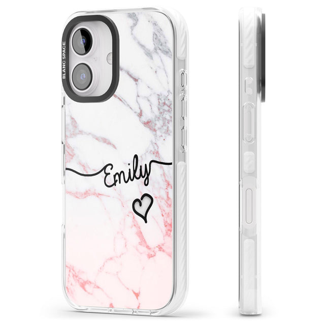 iPhone 16 Pro Max Pink Fade Marble Black Impact Phone Case