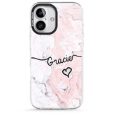 iPhone 16 Pro Max Pink Marble Black Impact Phone Case