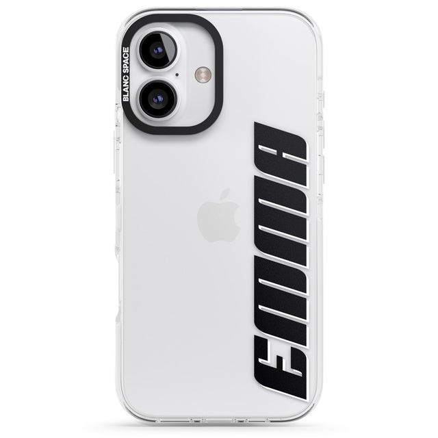 iPhone 16 Pro Max Personalised Clear Text 4A Black Impact Phone Case