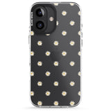 iPhone 16 Pro Max Daisy Pattern Transparent Cute Floral Black Impact Phone Case