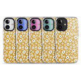 iPhone 16 Pro Max Floral Print on Mustard Cute Floral Black Impact Phone Case