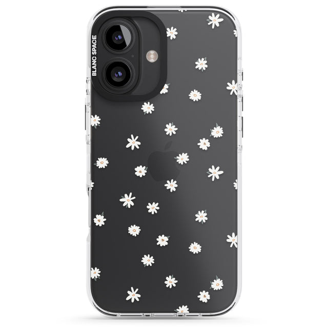 iPhone 16 Pro Max Painted Daises on Transparent Black Impact Phone Case