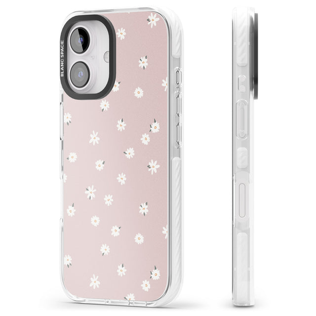 iPhone 16 Pro Max Painted Daises on Pink Black Impact Phone Case