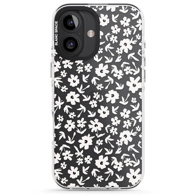 iPhone 16 Pro Max Floral Print on Transparent Black Impact Phone Case