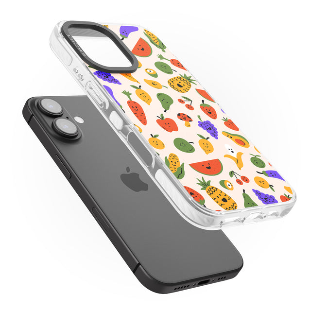 iPhone 16 Pro Max Mixed Kawaii Food Icons - Solid Black Impact Phone Case