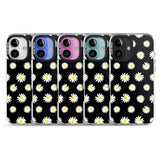 iPhone 16 Pro Max White Daisy Pattern (Black) Black Impact Phone Case