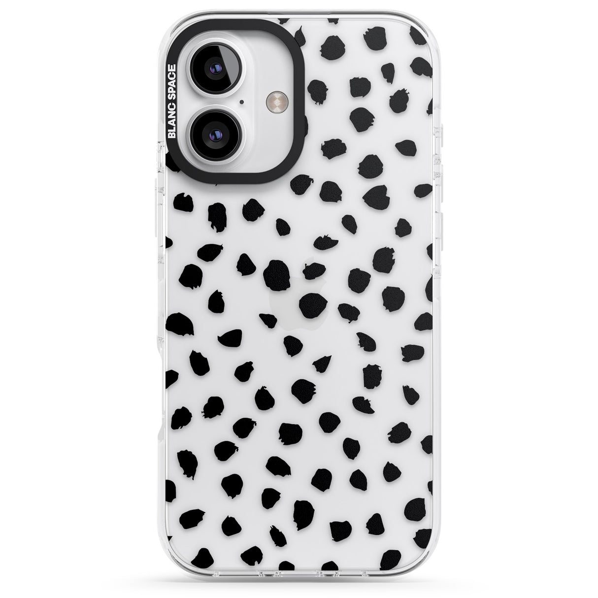 iPhone 16 Pro Max Black on Transparent Dalmatian Polka Dot Spots Black Impact Phone Case