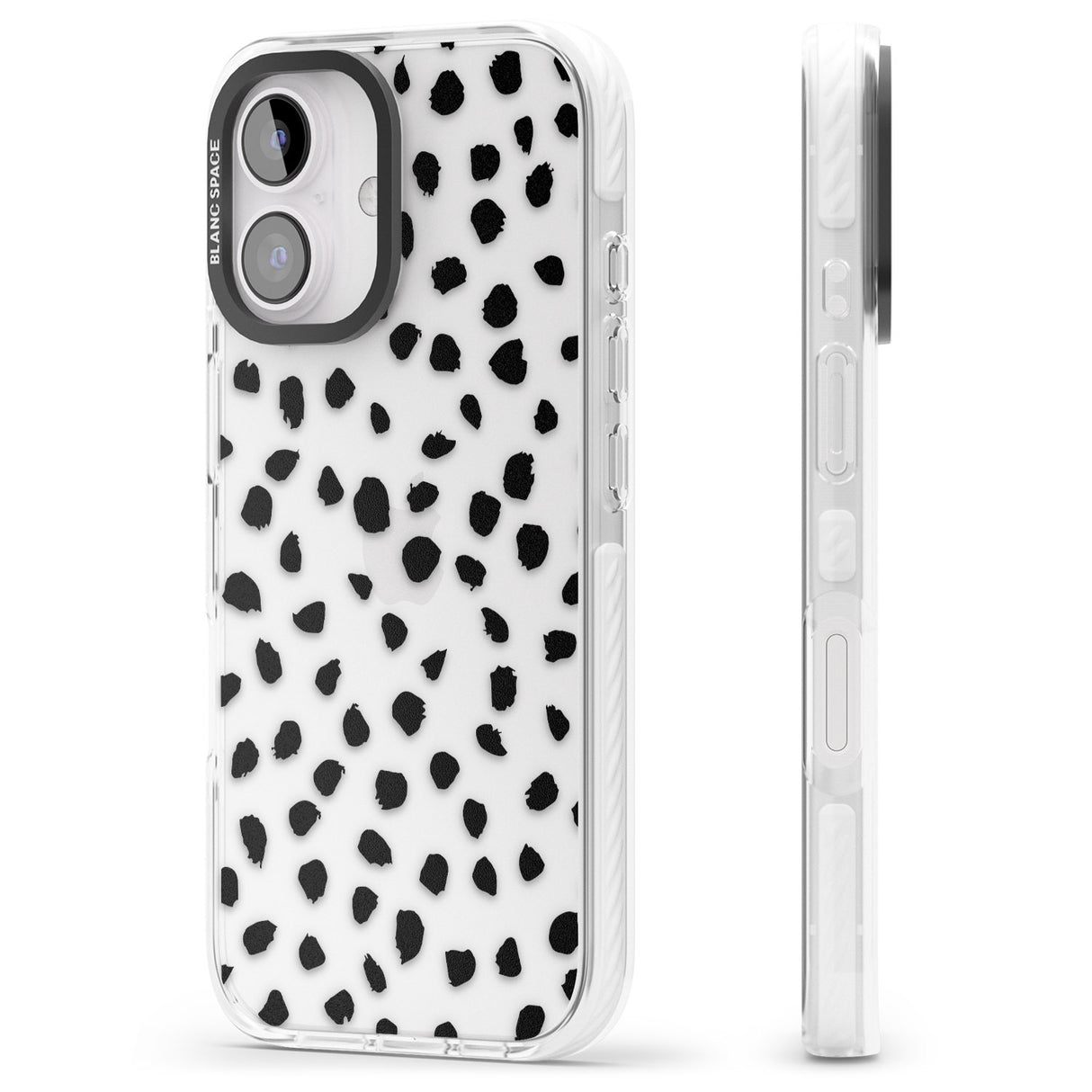 iPhone 16 Pro Max Black on Transparent Dalmatian Polka Dot Spots Black Impact Phone Case