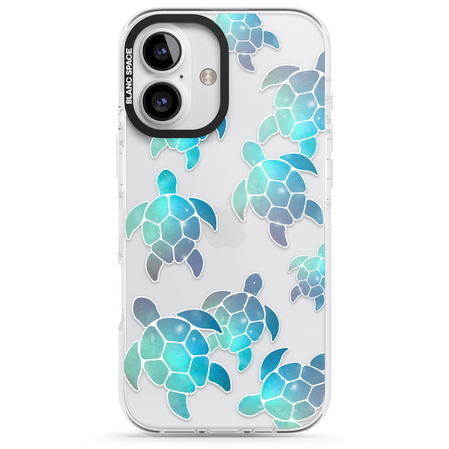 iPhone 16 Pro Max Aqua Space Turtles Black Impact Phone Case