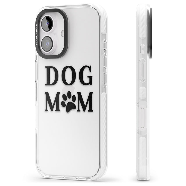 iPhone 16 Pro Max Dog Mom Paw Print Black Impact Phone Case