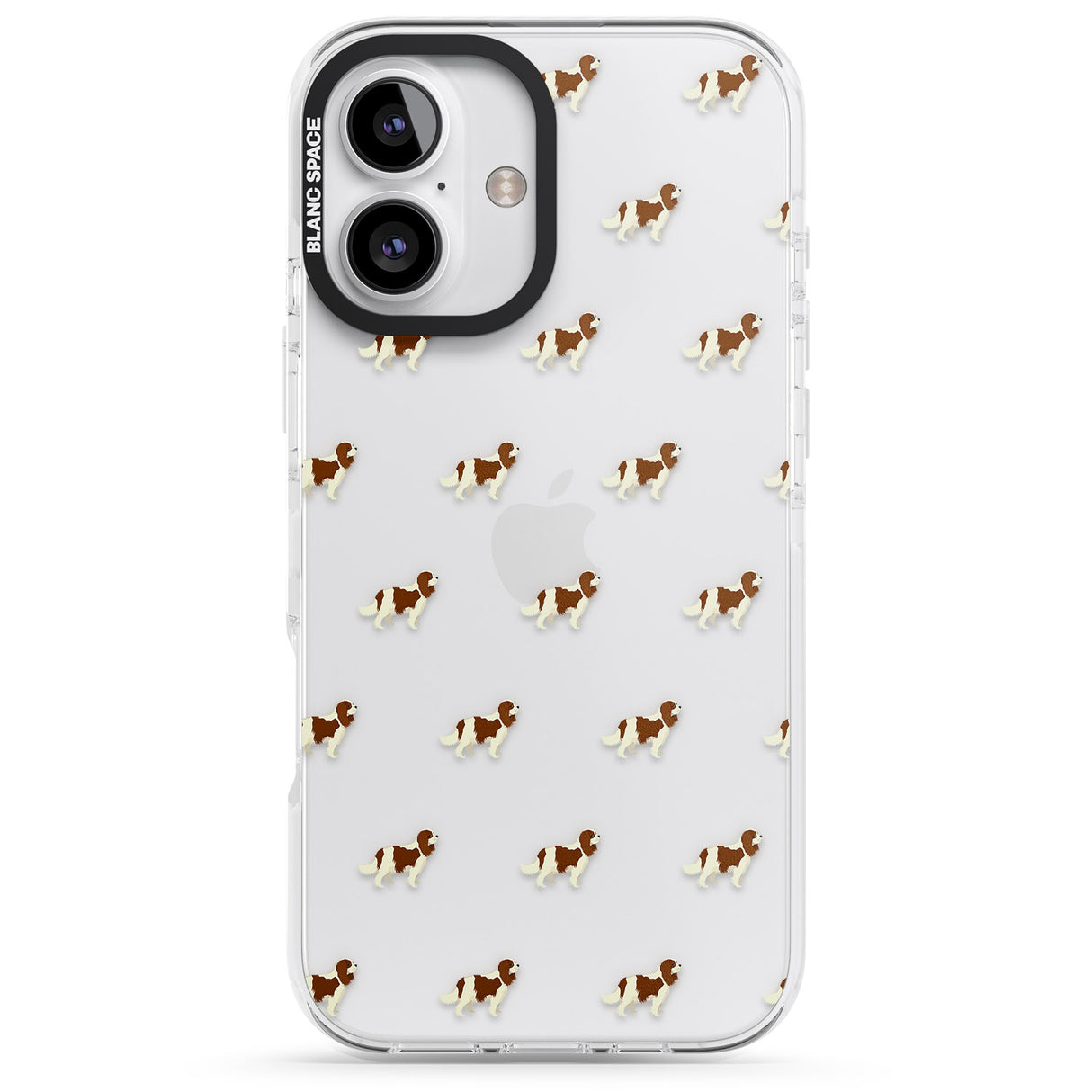 iPhone 16 Pro Max Cavalier King Charles Spaniel Pattern Clear Black Impact Phone Case