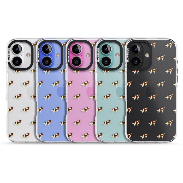 iPhone 16 Pro Max Cavalier King Charles Spaniel Pattern Clear Black Impact Phone Case