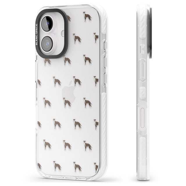 iPhone 16 Pro Max Whippet/Italian Greyhound Dog Pattern Clear Black Impact Phone Case