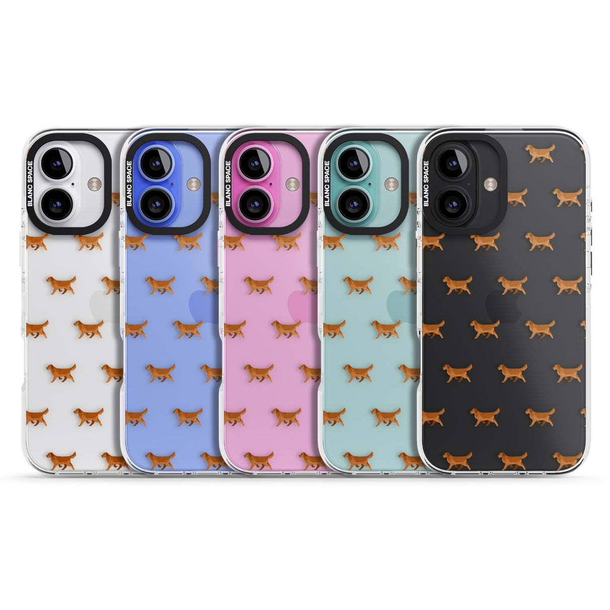 iPhone 16 Pro Max Golden Retriever Dog Pattern Clear Black Impact Phone Case