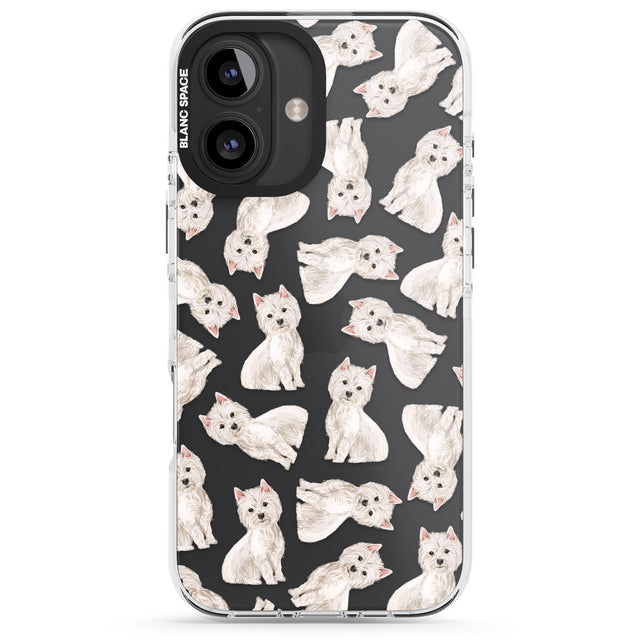 iPhone 16 Pro Max Westie Watercolour Dog Pattern Black Impact Phone Case