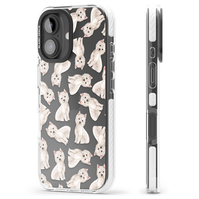 iPhone 16 Pro Max Westie Watercolour Dog Pattern Black Impact Phone Case