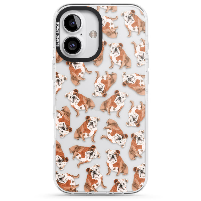 iPhone 16 Pro Max English Bulldog Watercolour Dog Pattern Black Impact Phone Case