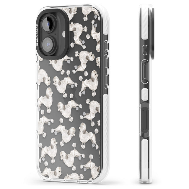 iPhone 16 Pro Max Poodle (White) Watercolour Dog Pattern Black Impact Phone Case