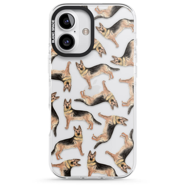 iPhone 16 Pro Max German Shepherd Watercolour Dog Pattern Black Impact Phone Case