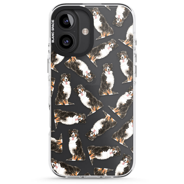 iPhone 16 Pro Max Bernese Mountain Dog Watercolour Dog Pattern Black Impact Phone Case