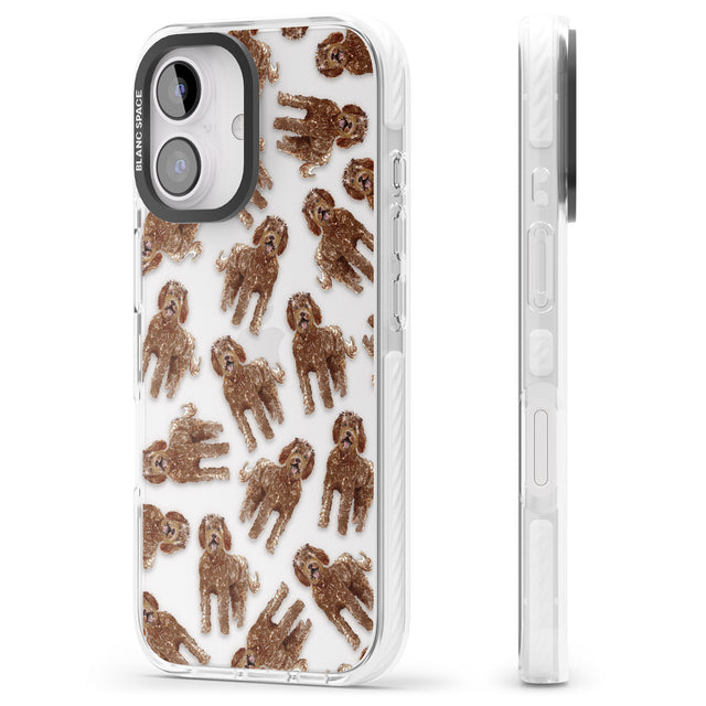 iPhone 16 Pro Max Labradoodle (Brown) Watercolour Dog Pattern Black Impact Phone Case