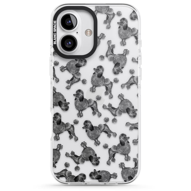 iPhone 16 Pro Max Poodle (Black) Watercolour Dog Pattern Black Impact Phone Case