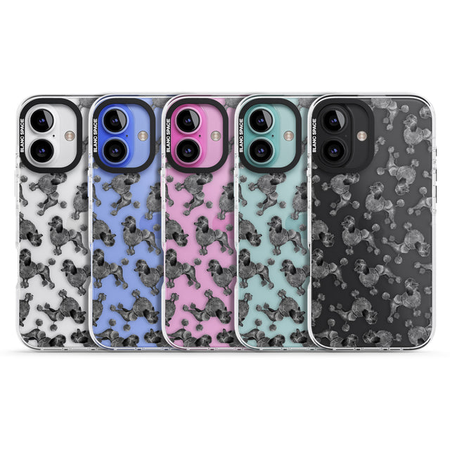 iPhone 16 Pro Max Poodle (Black) Watercolour Dog Pattern Black Impact Phone Case