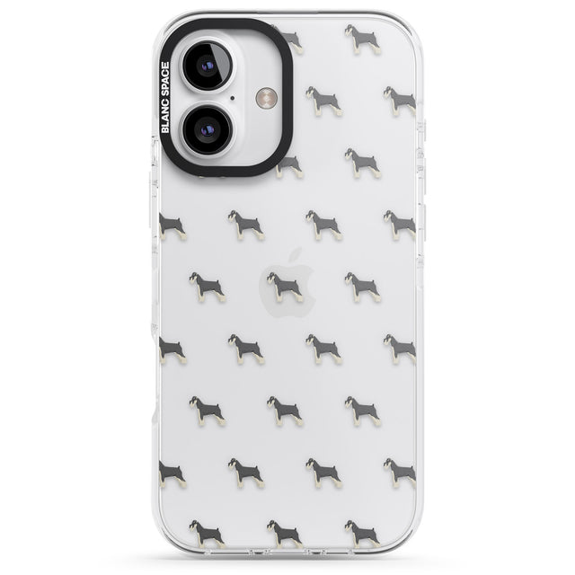 iPhone 16 Pro Max Schnauzer Dog Pattern Clear Black Impact Phone Case