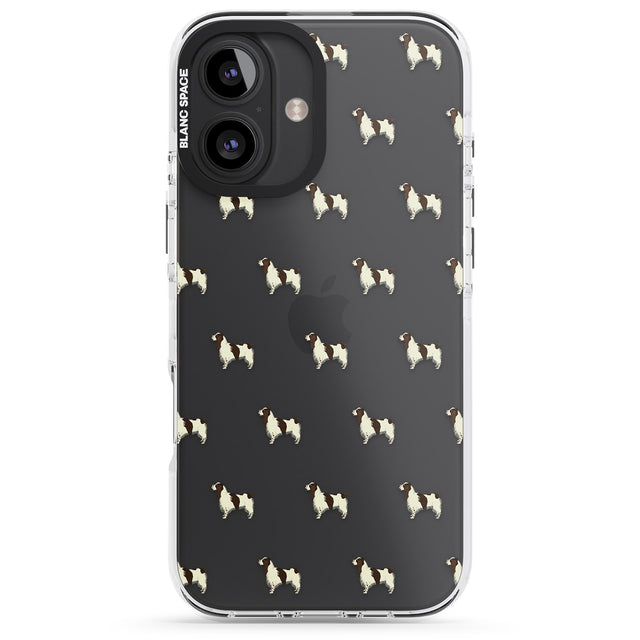 iPhone 16 Pro Max English Springer Spaniel Dog Pattern Clear Black Impact Phone Case